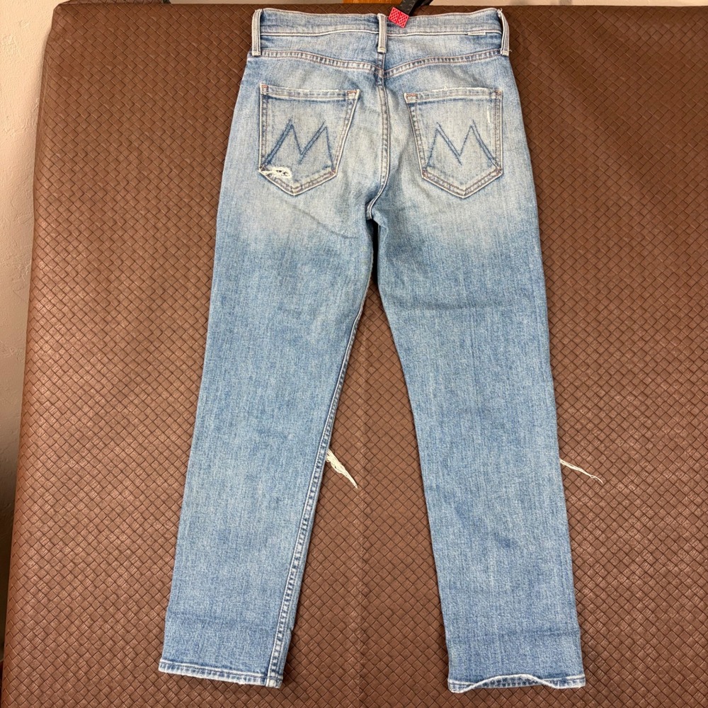 Mother The Pixie Tomcat Crop Jeans Not Cut & Pasted Distressed Blue 25 10194-624 - Picture 2 of 9